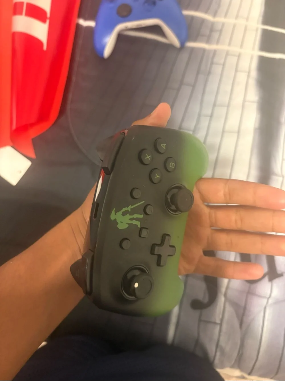 Wireless Game Controller - Black with Green Accents